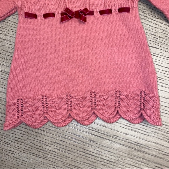 Pink knit long sleeve dress with matching hat - Picture 3 of 7